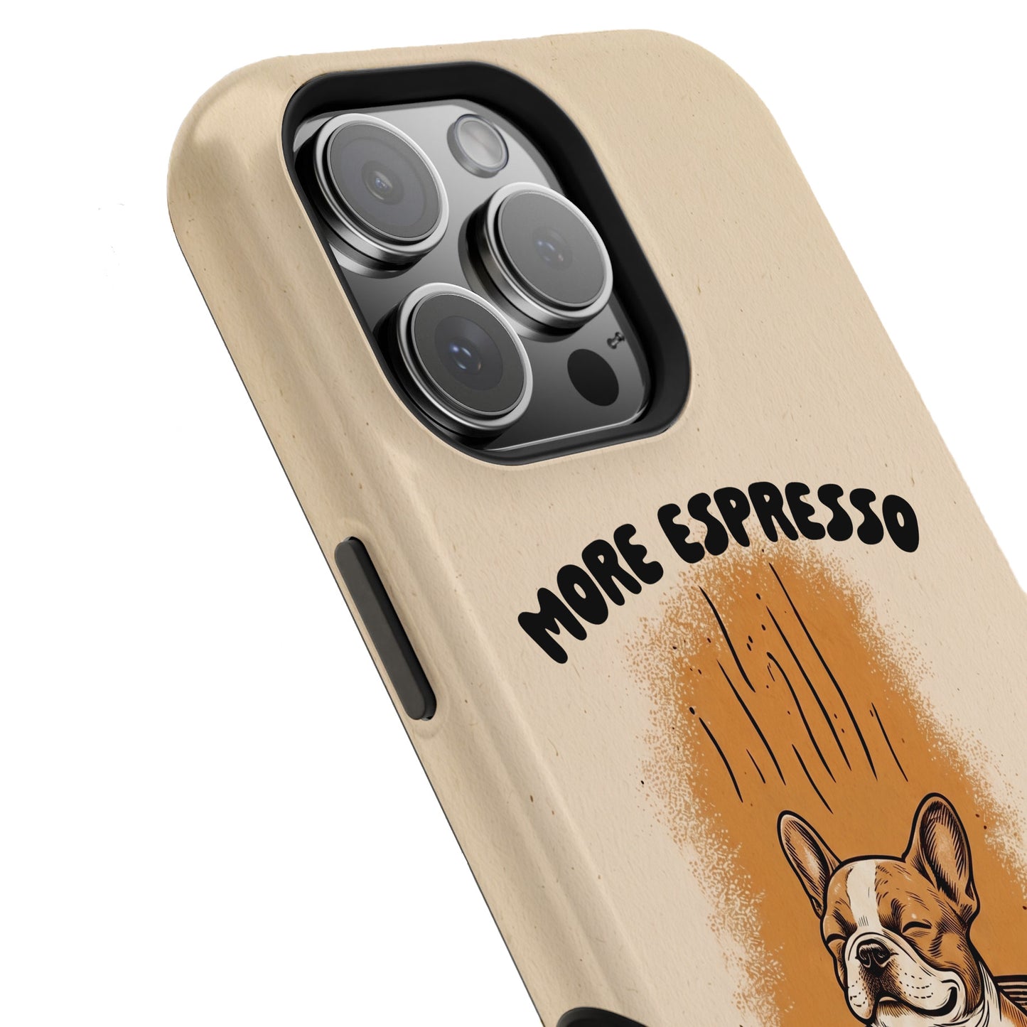 More Espresso, Less Depresso – Frenchie Coffee Design iPhone Case