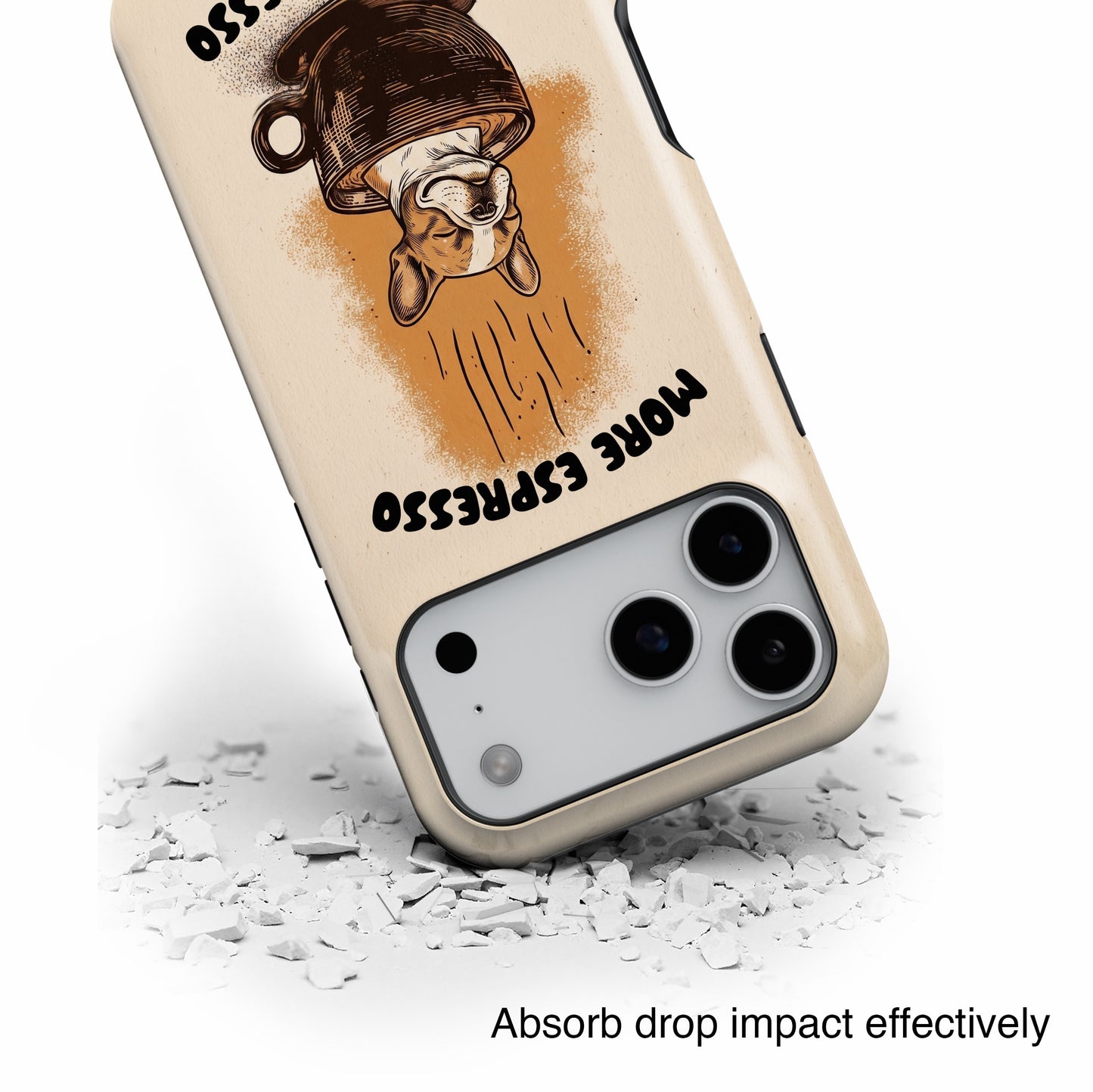 More Espresso, Less Depresso – Frenchie Coffee Design iPhone Case