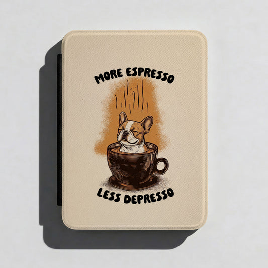 More Espresso, Less Depresso – Frenchie Coffee Kindle Case