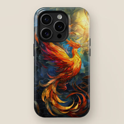 Mythical Phoenix Stained Glass Design iPhone Case