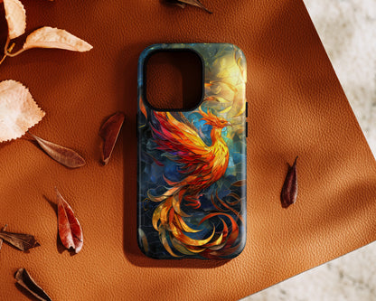 Mythical Phoenix Stained Glass Design iPhone Case