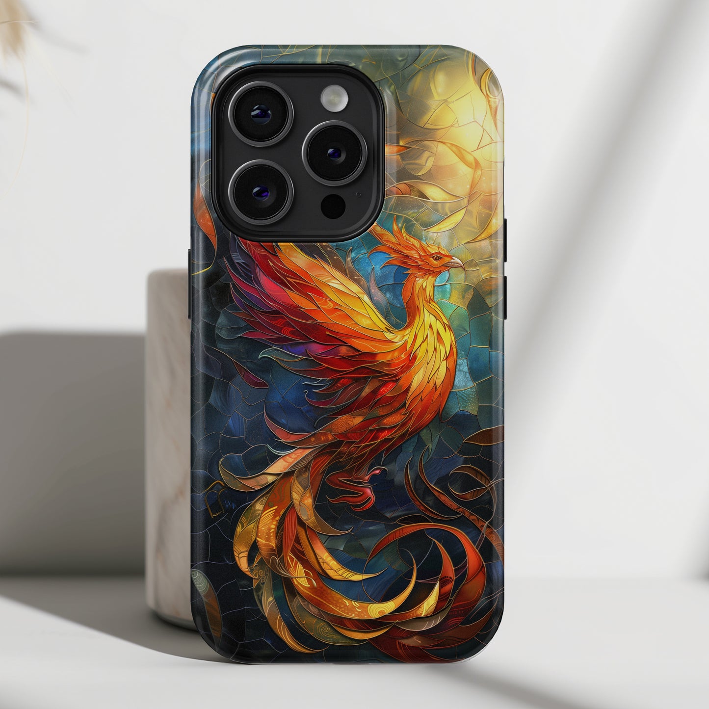 Mythical Phoenix Stained Glass Design iPhone Case