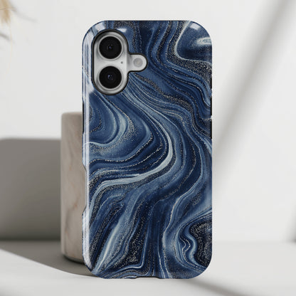 Galaxy Navy Marble Case for iPhone