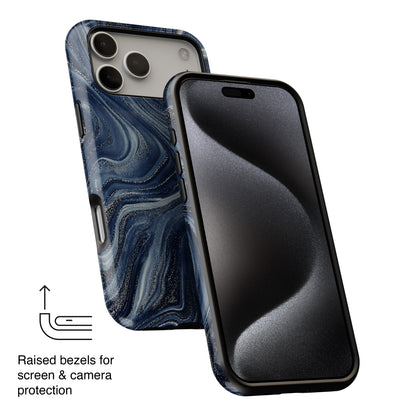 Galaxy Navy Marble Case for iPhone