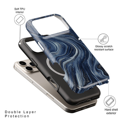 Galaxy Navy Marble Case for iPhone