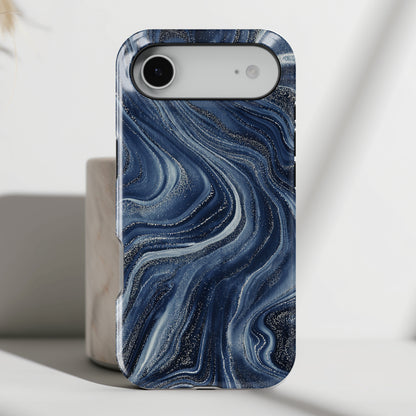 Galaxy Navy Marble Case for iPhone