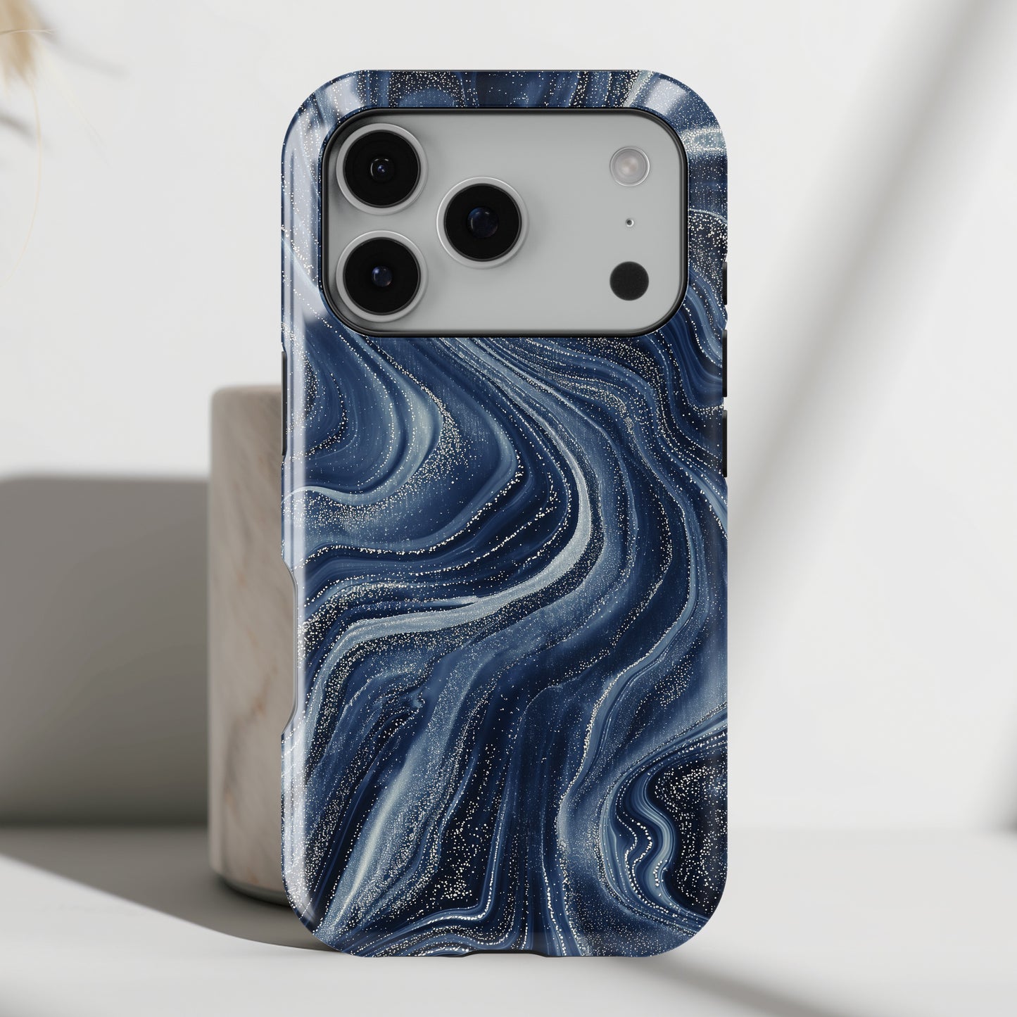 Galaxy Navy Marble Case for iPhone