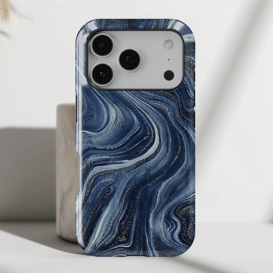 Galaxy Navy Marble Case for iPhone