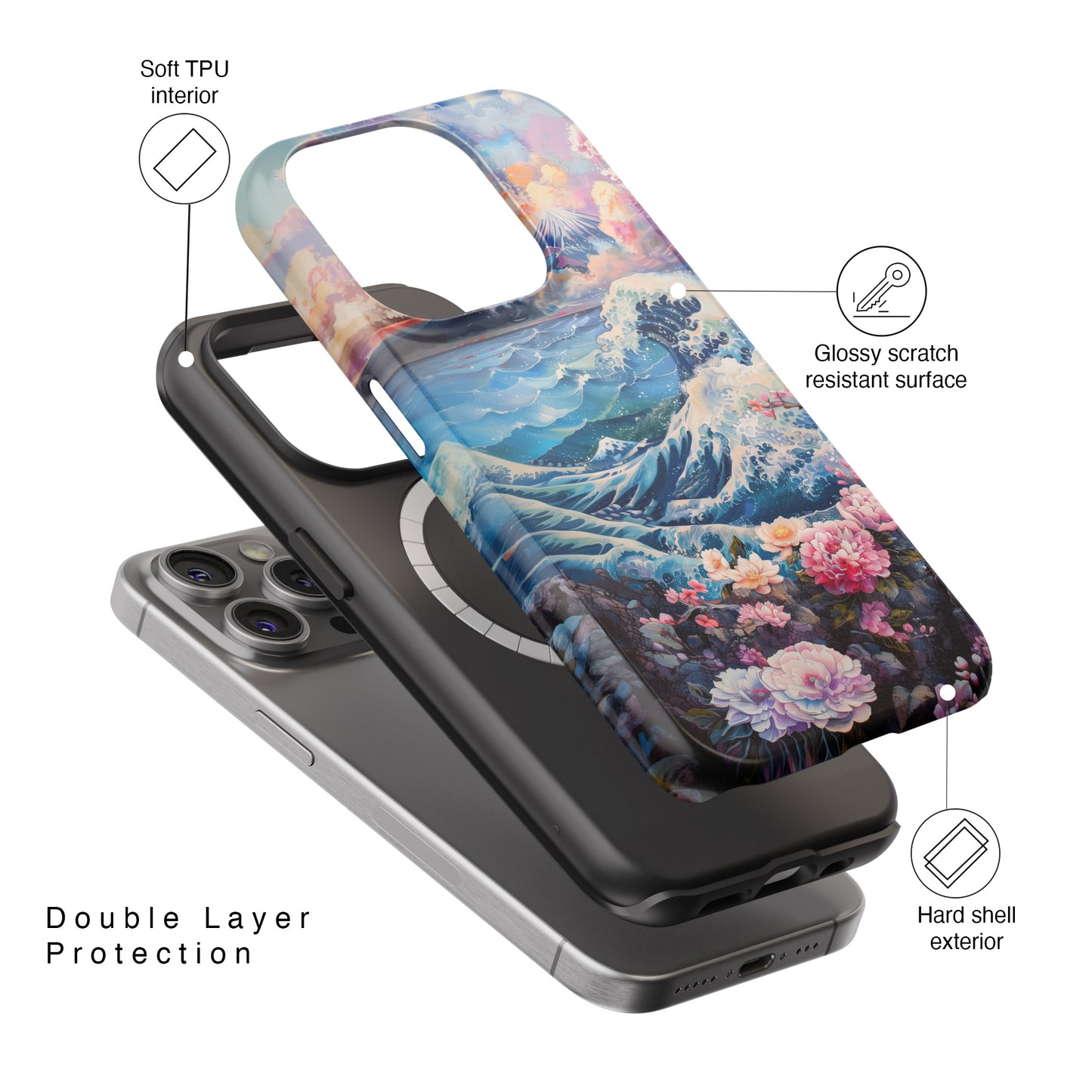 Ocean Wave & Mount Fuji Japanese Art Design iPhone Case