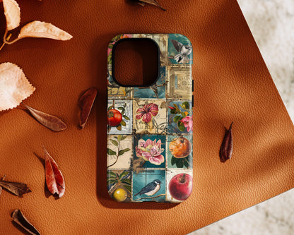 Old Vintage Stamps Collage Design iPhone Case