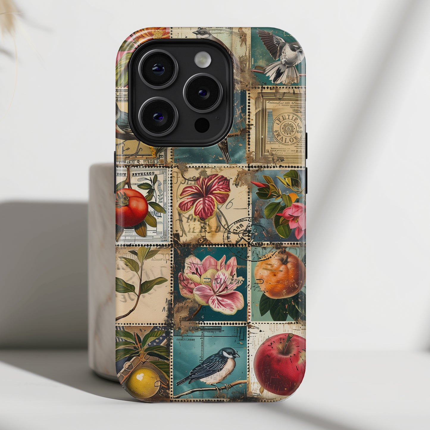 Old Vintage Stamps Collage Design iPhone Case