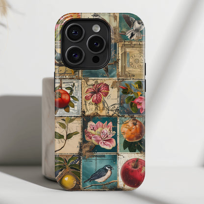 Old Vintage Stamps Collage Design iPhone Case