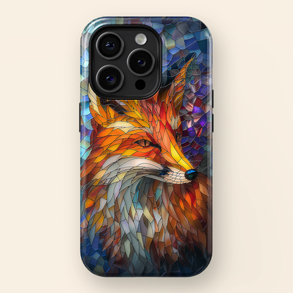 Orange Fox Stained Glass Design iPhone Case