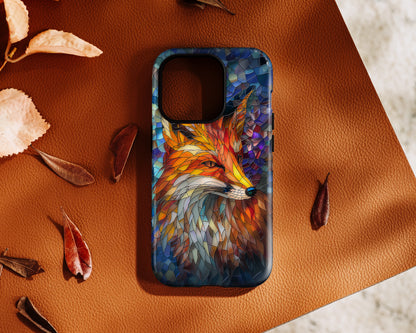 Orange Fox Stained Glass Design iPhone Case