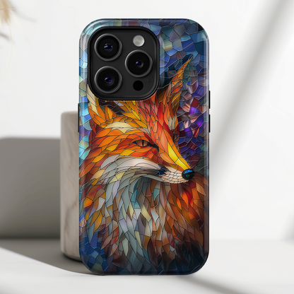 Orange Fox Stained Glass Design iPhone Case