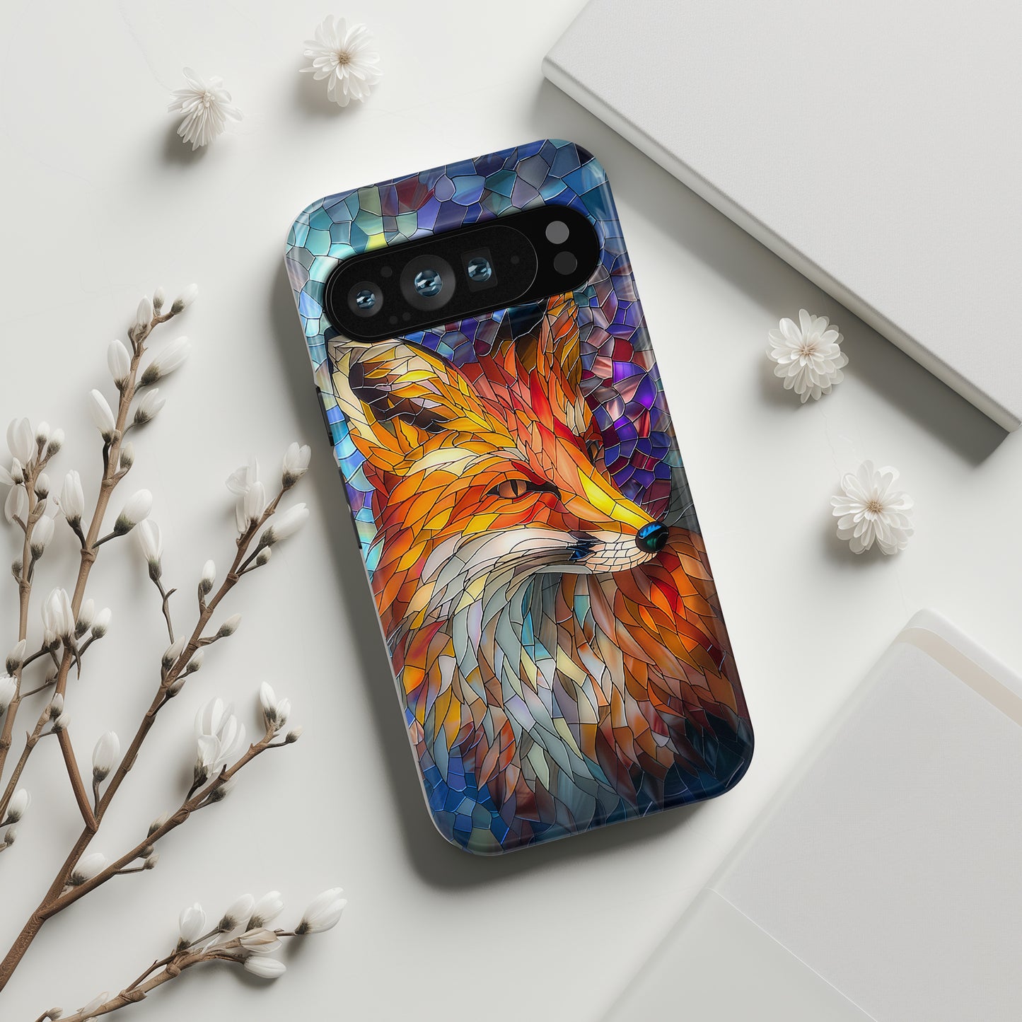 Orange Fox Stained Glass Design Phone Case for Google Pixel