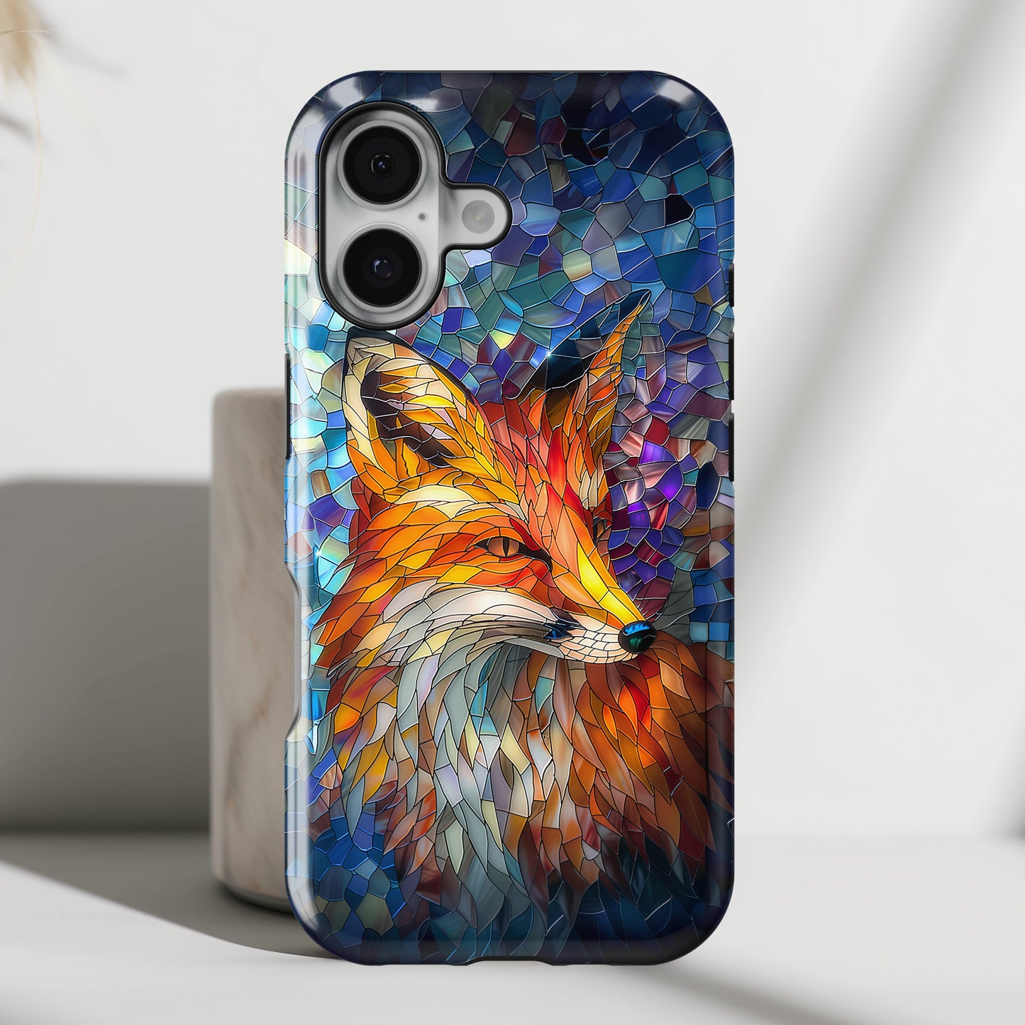 Orange Fox Stained Glass Design iPhone Case