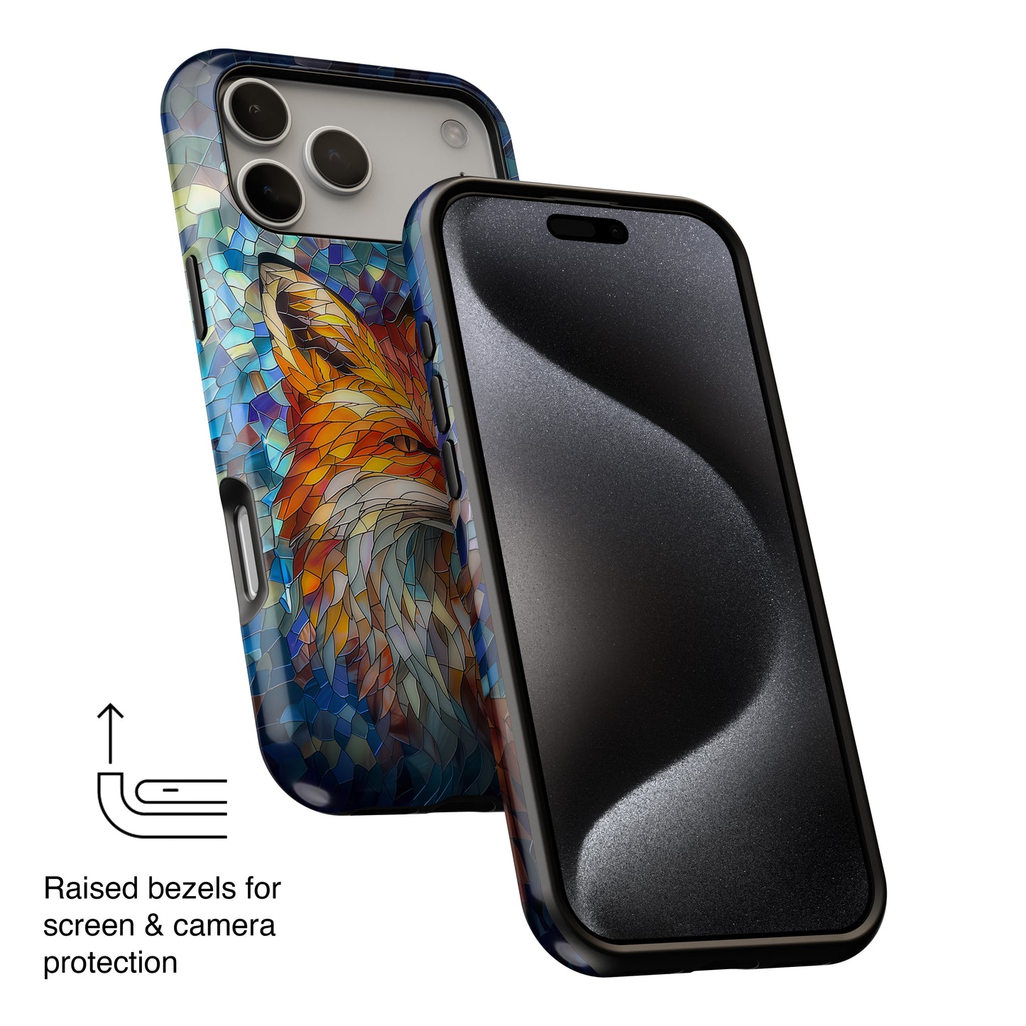 Orange Fox Stained Glass Design iPhone Case