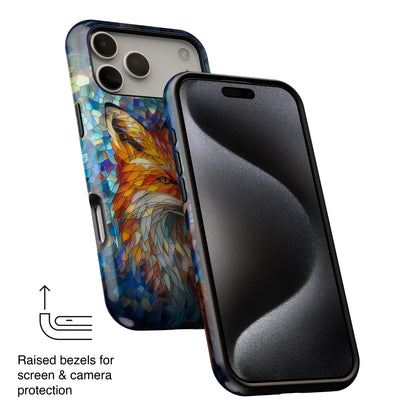 Orange Fox Stained Glass Design iPhone Case