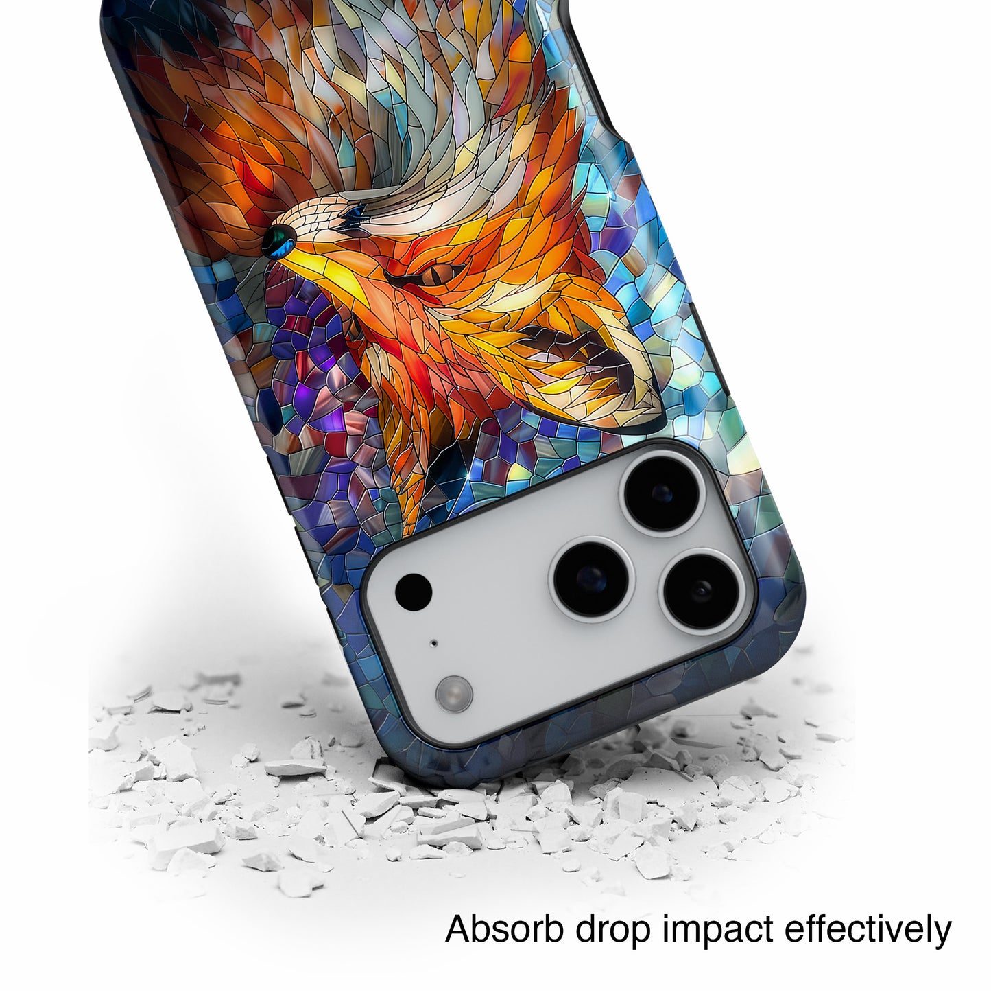 Orange Fox Stained Glass Design iPhone Case