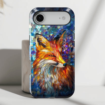 Orange Fox Stained Glass Design iPhone Case