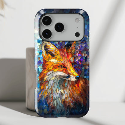 Orange Fox Stained Glass Design iPhone Case