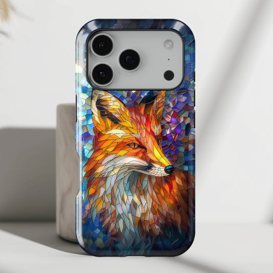 Orange Fox Stained Glass Design iPhone Case
