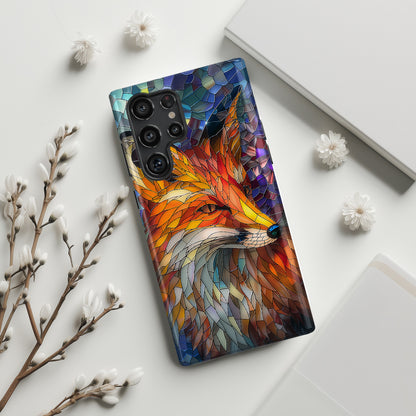 Orange Fox Stained Glass Design Samsung Phone Case