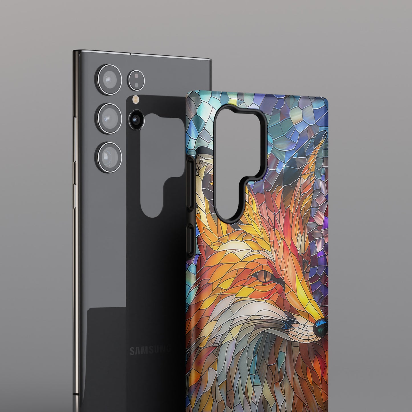 Orange Fox Stained Glass Design Samsung Phone Case