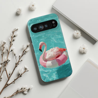 Out of Office Mode - The Poolside Flamingo Impressionist Summer Design Phone Case for Google Pixel