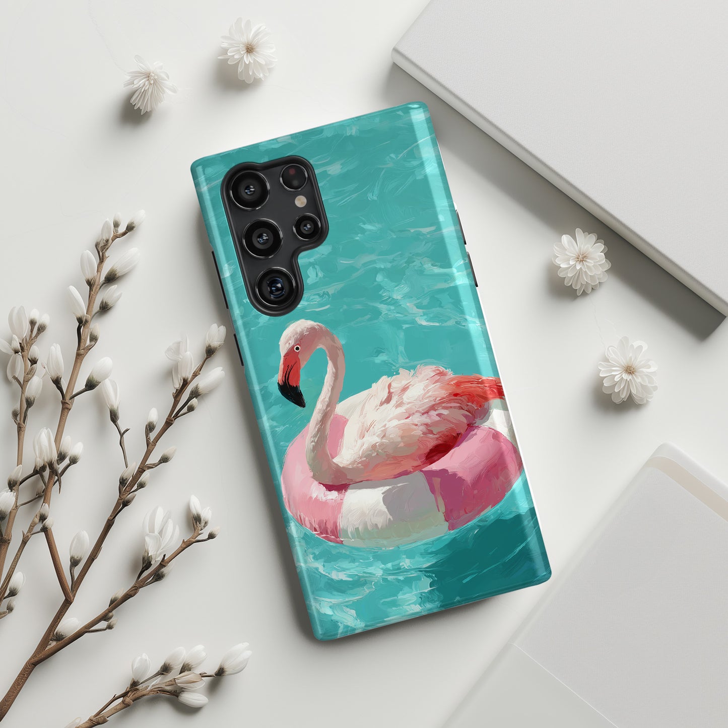 Out of Office Mode - The Poolside Flamingo Impressionist Summer Design Phone Case for Galaxy S series Phones