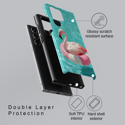 Out of Office Mode - The Poolside Flamingo Impressionist Summer Design Phone Case for Galaxy S series Phones