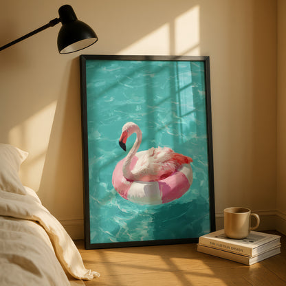 Out of Office Mode - The Poolside Flamingo Impressionist Summer Design Wall Art