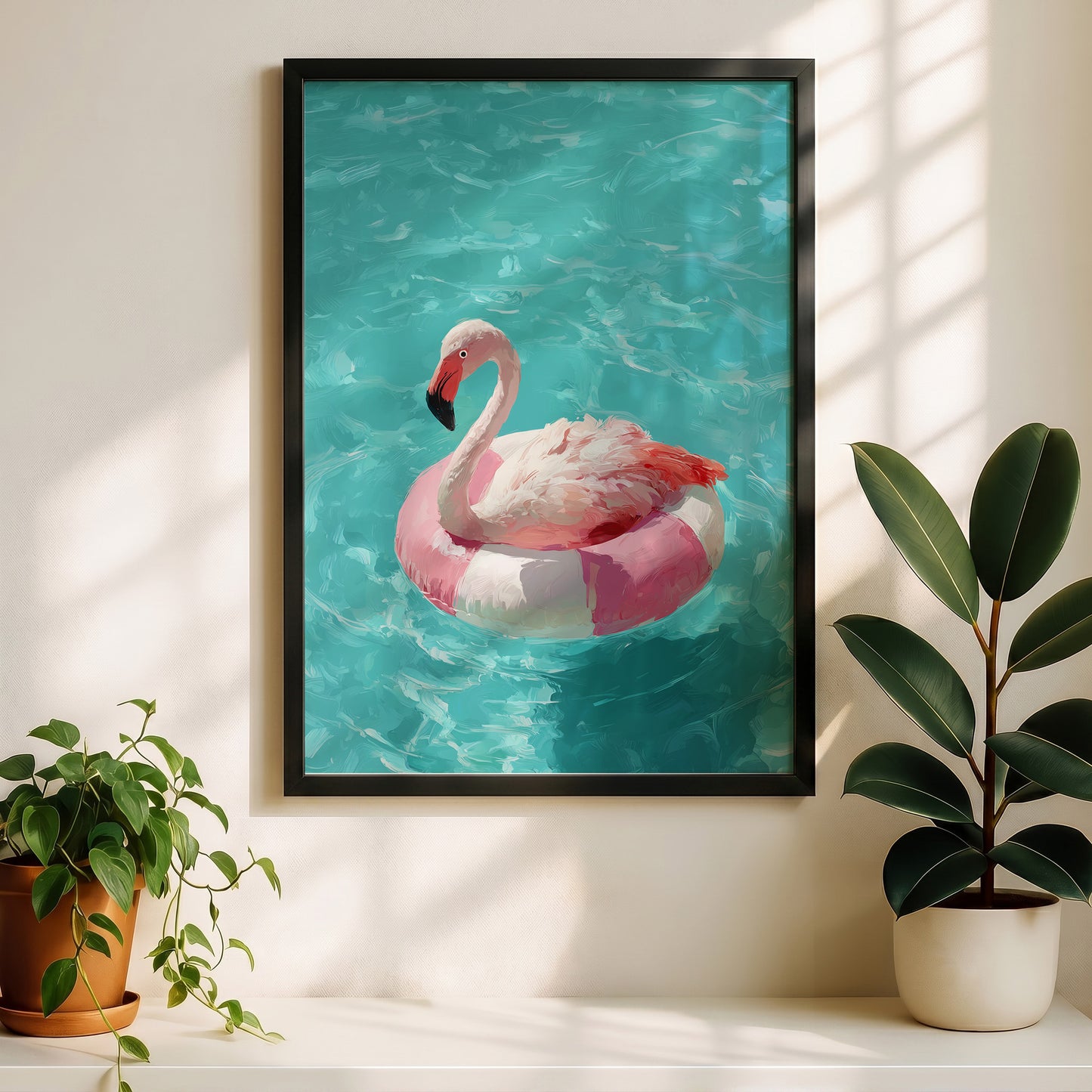 Out of Office Mode - The Poolside Flamingo Impressionist Summer Design Wall Art