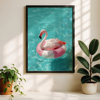 Out of Office Mode - The Poolside Flamingo Impressionist Summer Design Wall Art