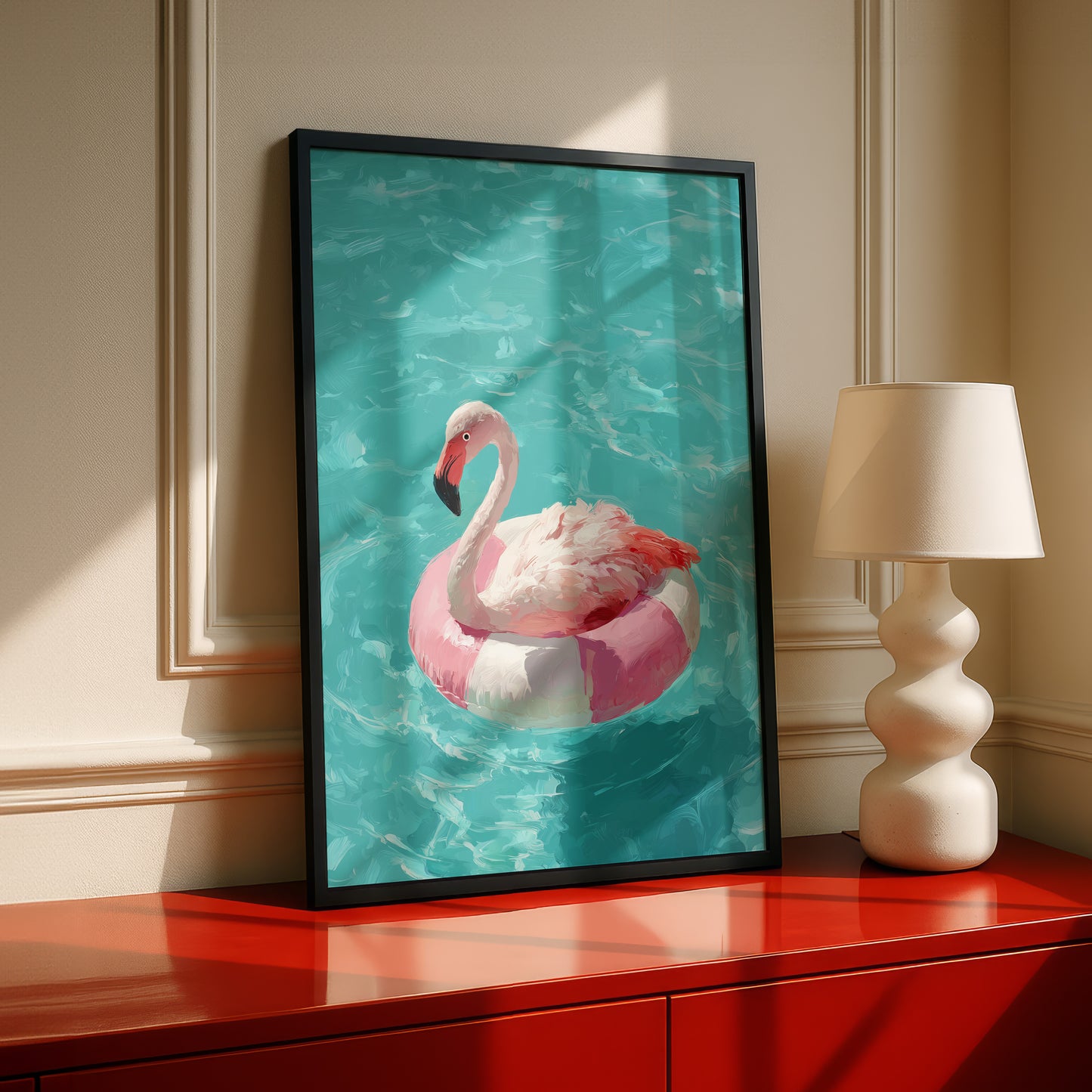 Out of Office Mode - The Poolside Flamingo Impressionist Summer Design Wall Art