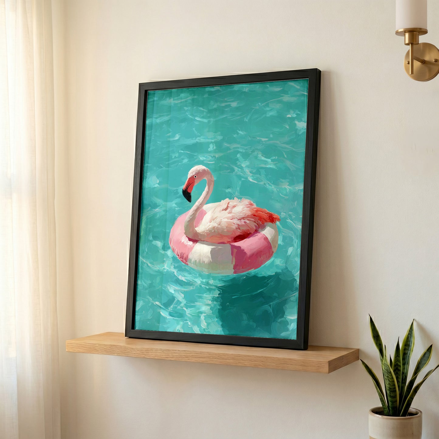 Out of Office Mode - The Poolside Flamingo Impressionist Summer Design Wall Art