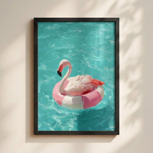 Out of Office Mode - The Poolside Flamingo Impressionist Summer Design Wall Art