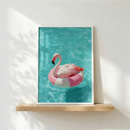 Out of Office Mode - The Poolside Flamingo Impressionist Summer Design Wall Art