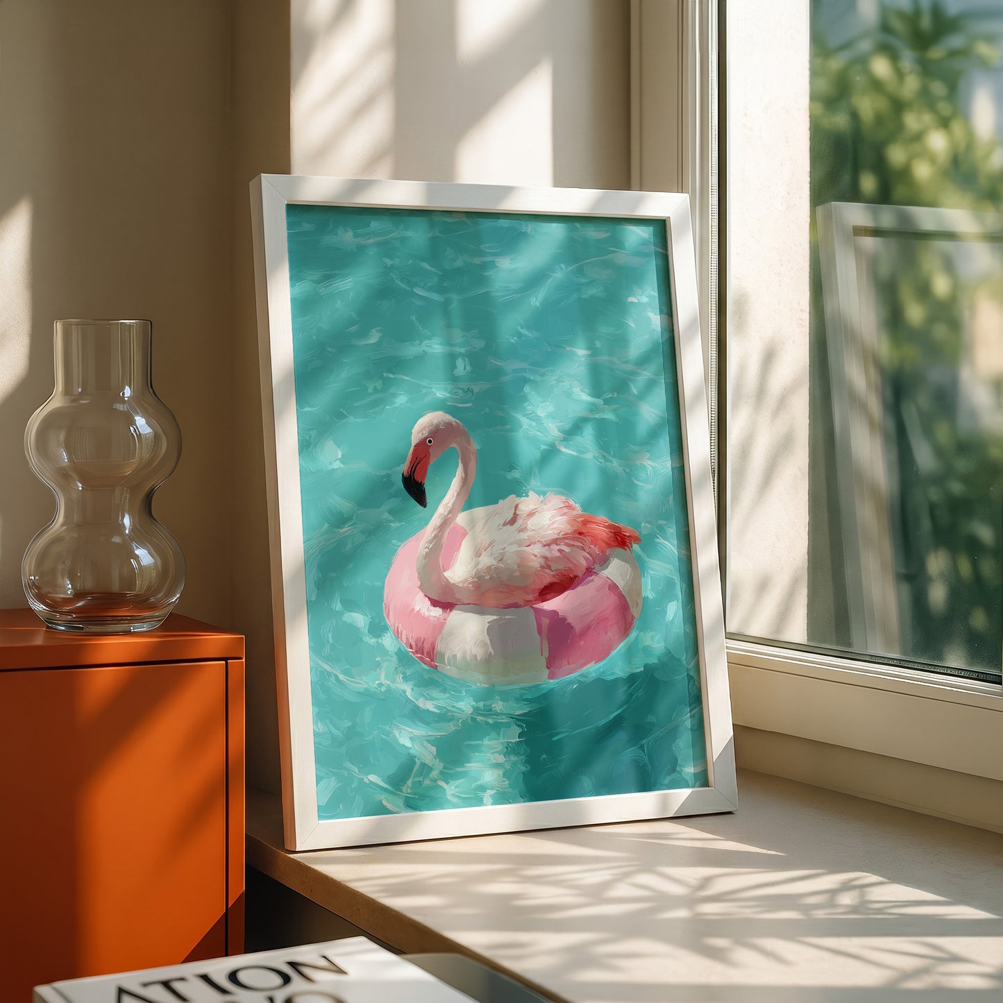 Out of Office Mode - The Poolside Flamingo Impressionist Summer Design Wall Art