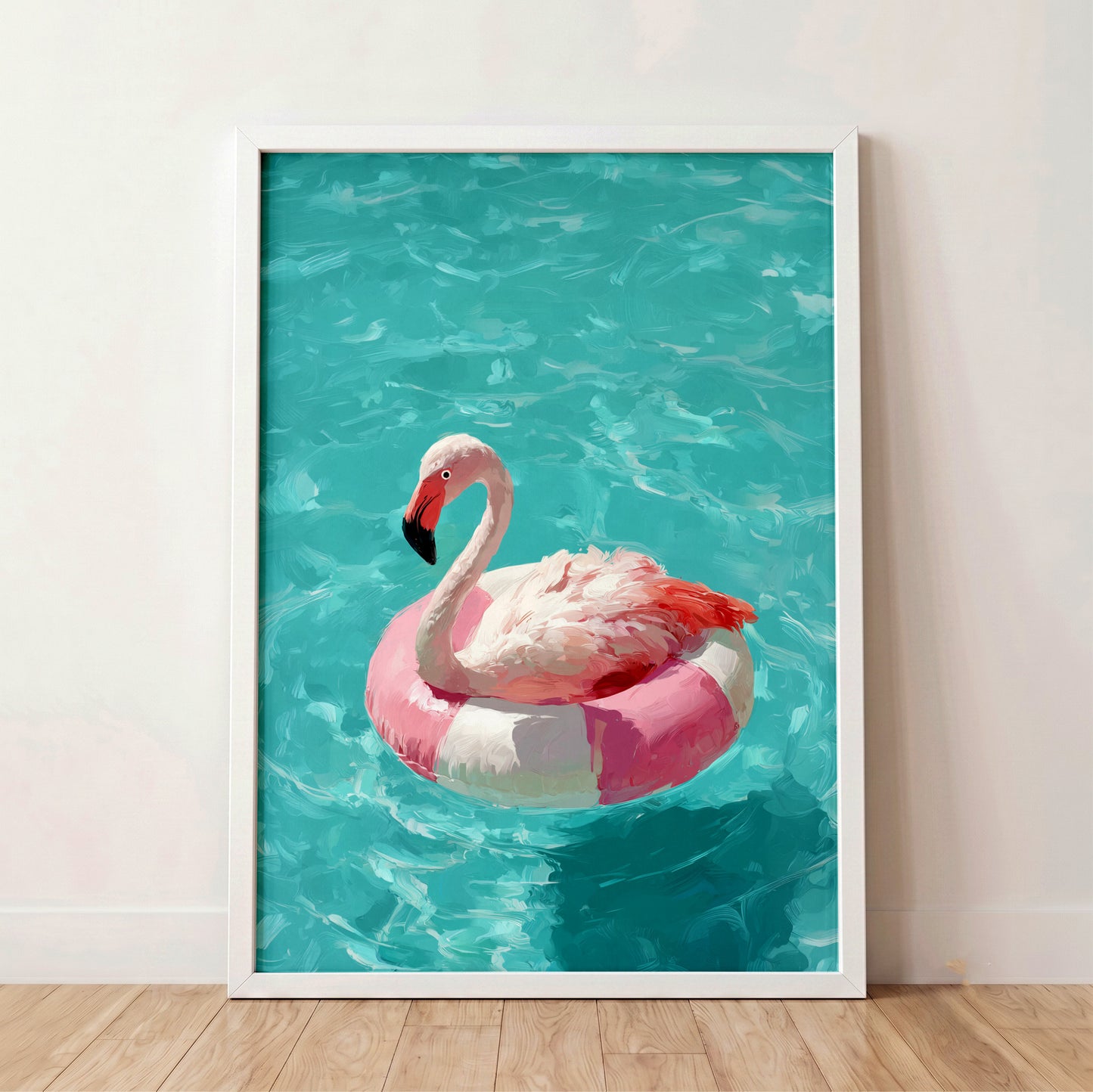Out of Office Mode - The Poolside Flamingo Impressionist Summer Design Wall Art