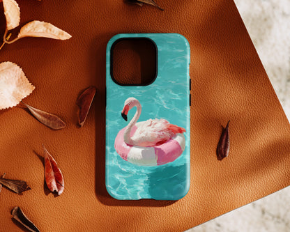 Out of Office Mode - The Poolside Flamingo Impressionist Summer Design iPhone Case
