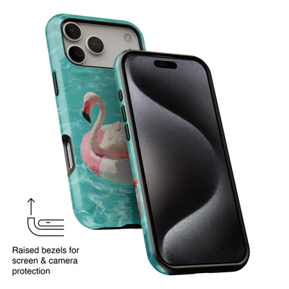 Out of Office Mode - The Poolside Flamingo Impressionist Summer Design iPhone Case