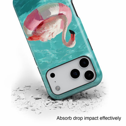 Out of Office Mode - The Poolside Flamingo Impressionist Summer Design iPhone Case