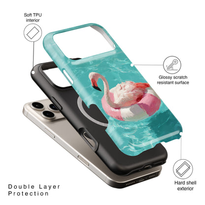 Out of Office Mode - The Poolside Flamingo Impressionist Summer Design iPhone Case