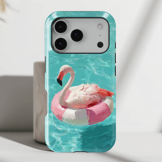 Out of Office Mode - The Poolside Flamingo Impressionist Summer Design iPhone Case