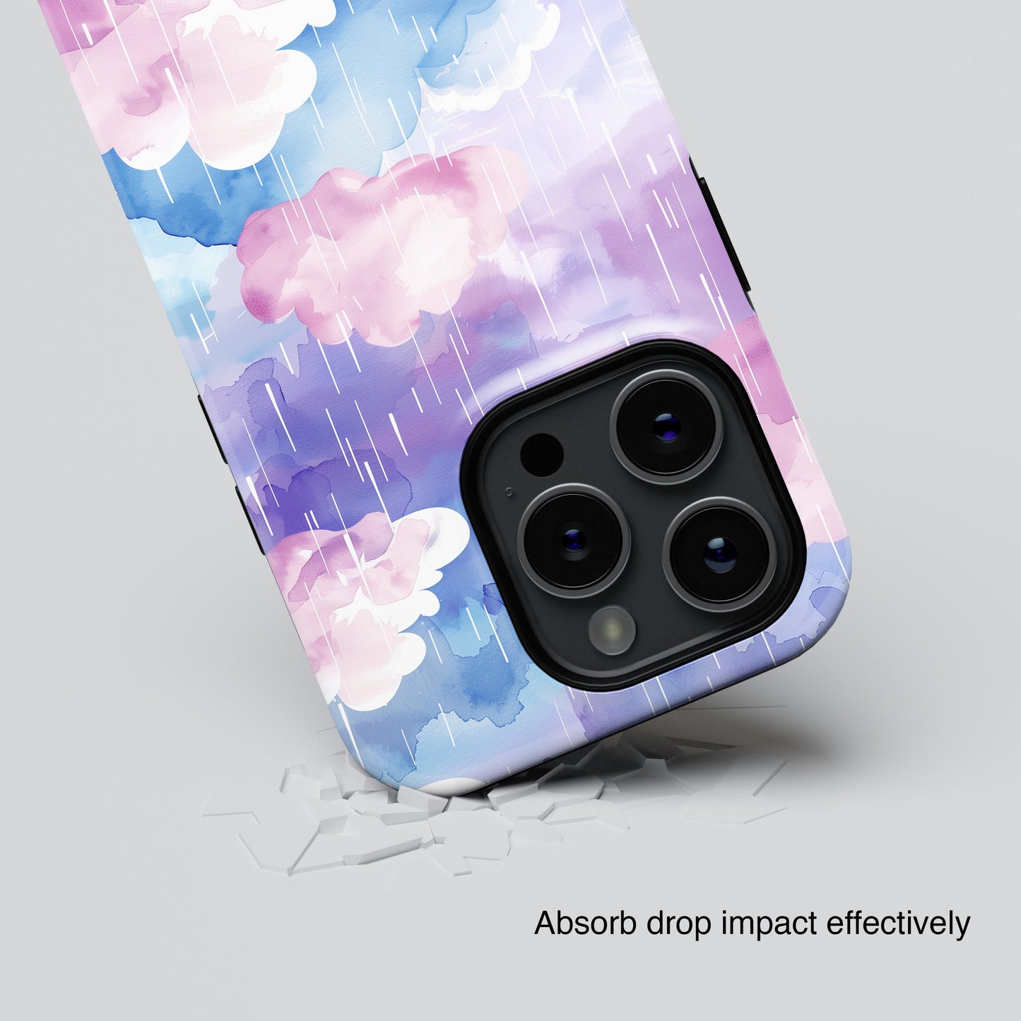 Watercolor Pastel Raining Cloud Design iPhone Case