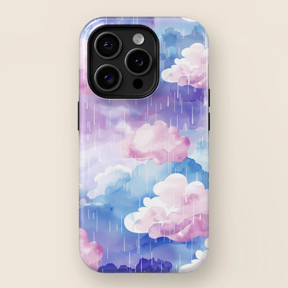 Watercolor Pastel Raining Cloud Design iPhone Case