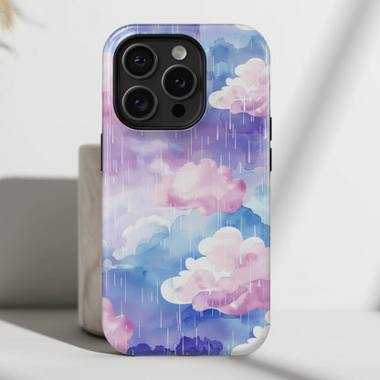 Watercolor Pastel Raining Cloud Design iPhone Case