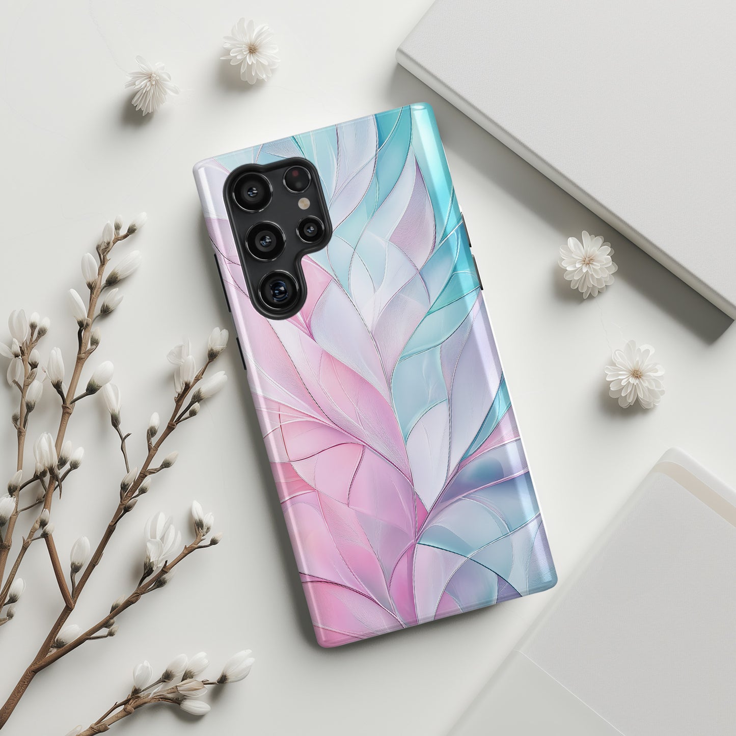 Pastel Flower Petal Stained Glass Design Case for Galaxy S series Phones